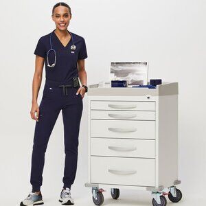 NWT Fig Scrubs Set (Zamora Petite Jogger Pants + Casma 3-Pocket Top) Navy